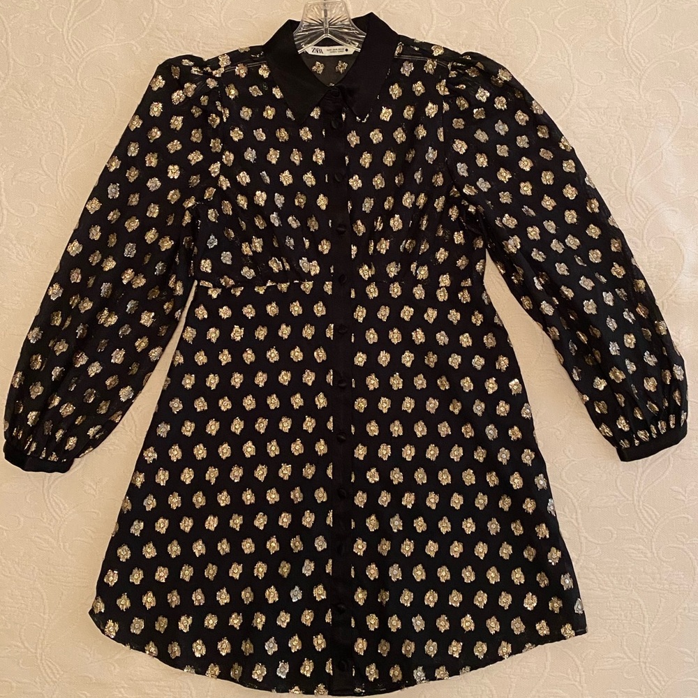 Zara Black And Gold Dress